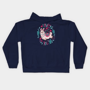 Love llama valentine Kids Hoodie